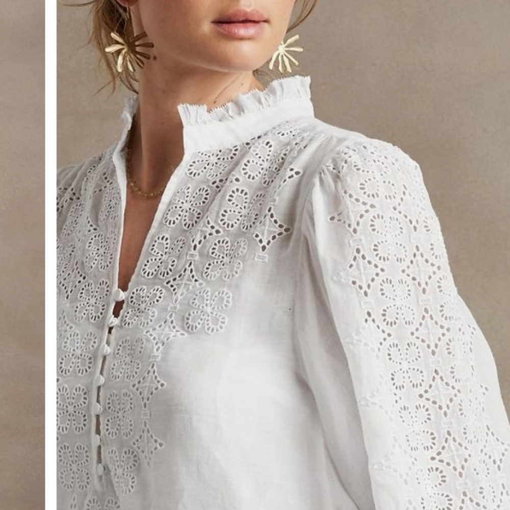 Banana Republic Embroidered Ramie Pop Over Dress